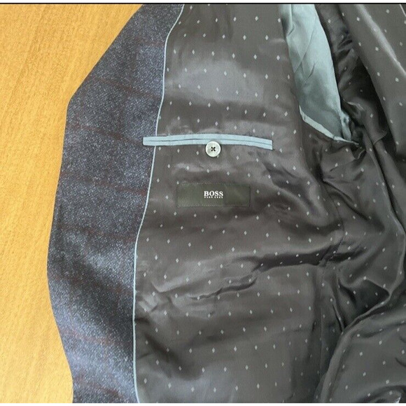 Hugo Boss Blazer Mens 46 R Super 110 Croatia 3 Button Blue Plaid Reda - Picture 15 of 16